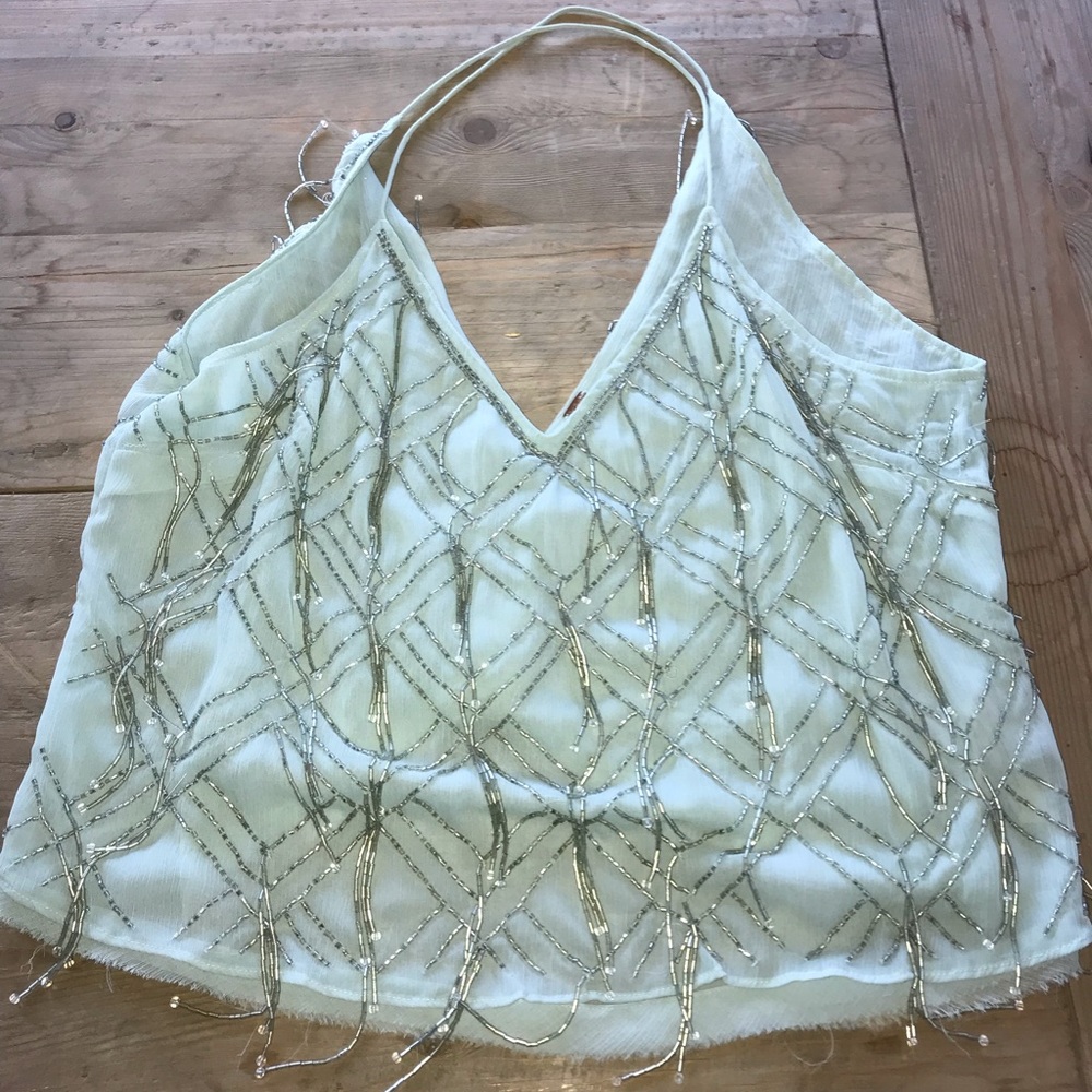 Free people cropped beaded halter top